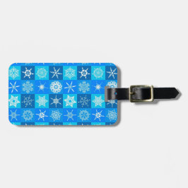 Etiqueta De Bagagem Padrão de Flocos de Neve Azul