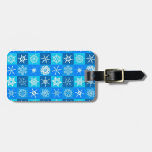Etiqueta De Bagagem Padrão de Flocos de Neve Azul