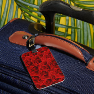 Etiqueta De Bagagem Padrão de Flor Vermelho
