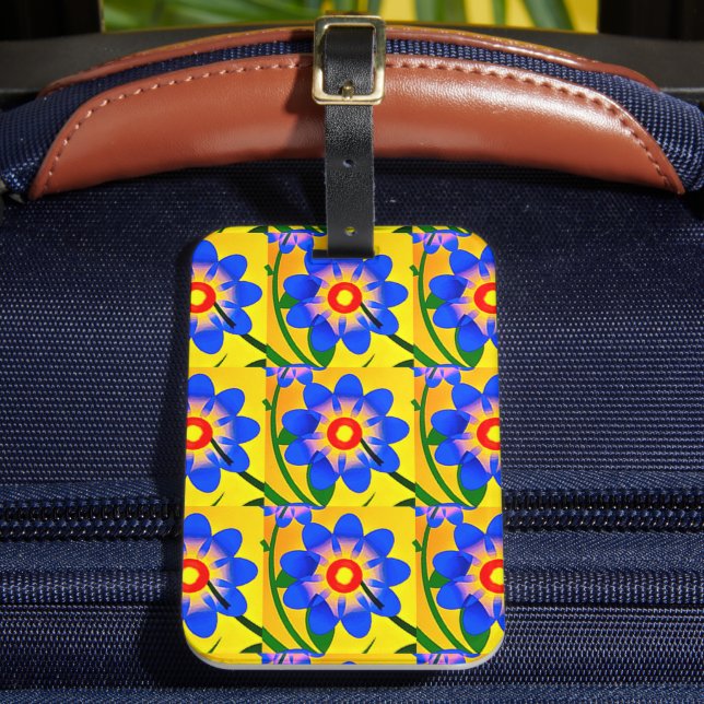 Etiqueta De Bagagem Padrão de Flores de Abstrato Bonito (Frente Insitu 2)