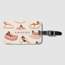 Etiqueta De Bagagem Padrão de flutuação da Piscina de Verão Personaliz