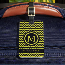 Etiqueta De Bagagem Padrão de Gavão Preto Amarelo-Amarelo do Limão Per