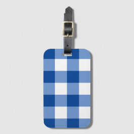 Etiqueta De Bagagem Padrão de gingham azul