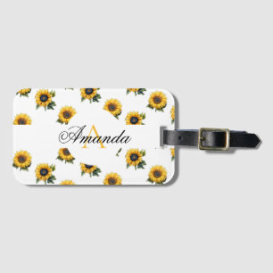 Etiqueta De Bagagem Padrão de Girassóis Amarelo-Amarelo adorável