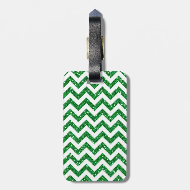 Etiqueta De Bagagem Padrão de Glitter Verde (Traseira Vertical)