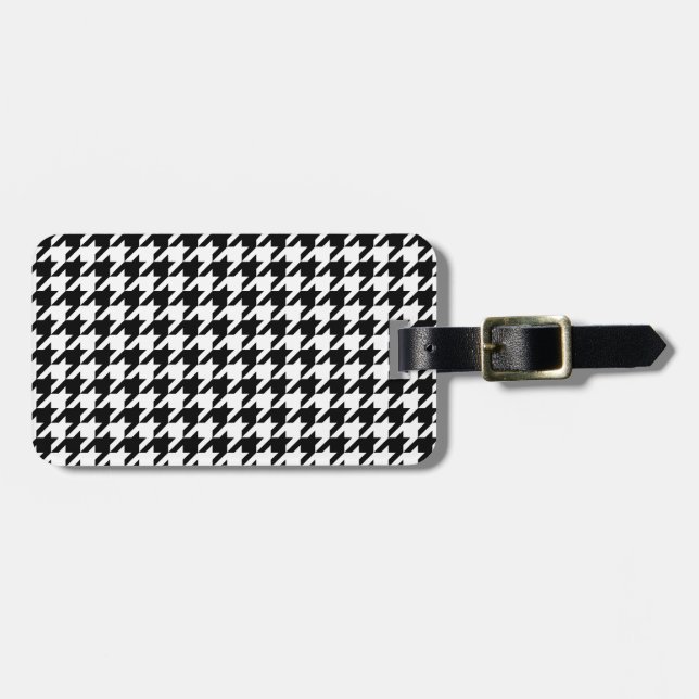 Etiqueta De Bagagem Padrão de houndstooth Clássico Personalizado Dogst (Frente Horizontal)