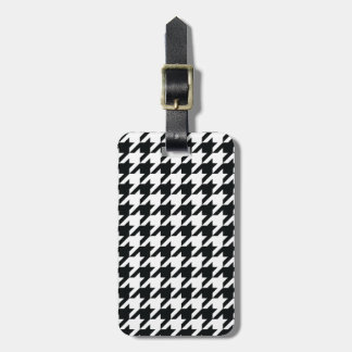 Etiqueta De Bagagem Padrão de Houndstooth Preto Branco