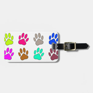 Etiqueta De Bagagem Padrão de Impressão de Pata de Cachorro Multicolor