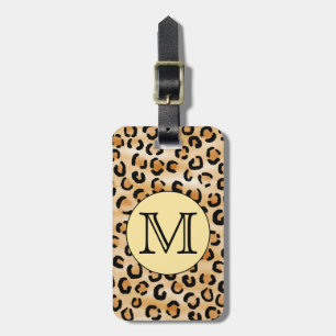 Etiqueta De Bagagem Padrão de impressão do Leopard do Monograma Pers