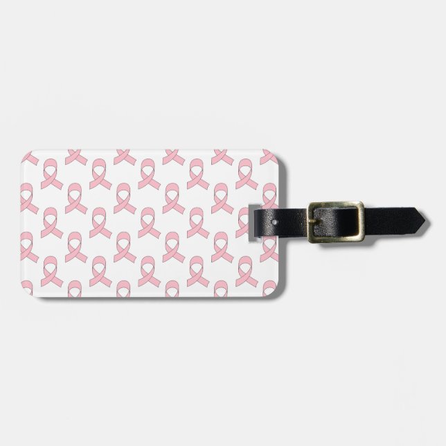 Etiqueta De Bagagem Padrão de Laço Rosa (Frente Horizontal)