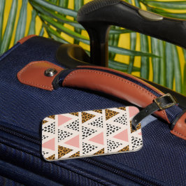 Etiqueta De Bagagem Padrão de Leopardo Chic e Triângulo Rosa