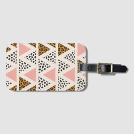 Etiqueta De Bagagem Padrão de Leopardo Chic e Triângulo Rosa