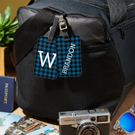 Etiqueta De Bagagem Padrão de lixão preto azul personalizado