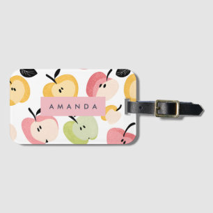 Etiqueta De Bagagem Padrão de Maçã Cortante Personalizado