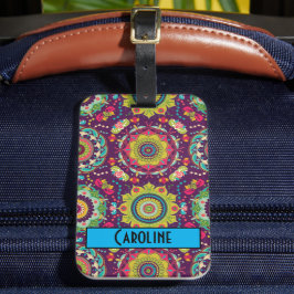 Etiqueta De Bagagem Padrão de Mandala Retroativa