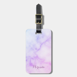 Etiqueta De Bagagem Padrão de Marble do Arco-Íris com Nome Personaliza