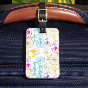 Etiqueta De Bagagem Padrão de Neon de Cor Brilhante de Bicicleta Moder