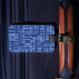 Etiqueta De Bagagem Padrão de nome BLUE da tipografia personalizada