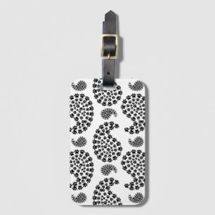 Etiqueta De Bagagem Padrão de Paisley de Impressão de Pata Preta e Bra