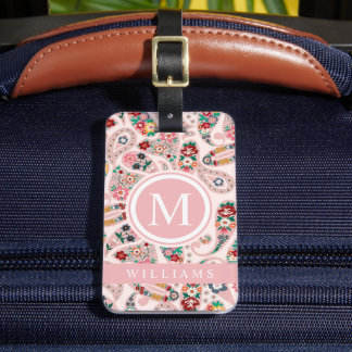 Etiqueta De Bagagem Padrão de Paisley Pinto Bebê Claro Personalizado