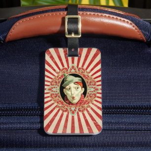 Etiqueta De Bagagem Padrão de Palhaço de Circo Vintage e Stripes Retro