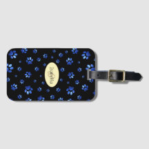 Padrão de pata de cão brilhante azul, Monograma