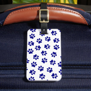 Etiqueta De Bagagem Padrão De Patas, Patas Cachorros, Patas Azuis Mari