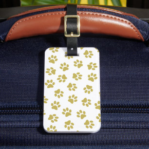Etiqueta De Bagagem Padrão De Patas, Patas Cachorros, Pistas De Ouro