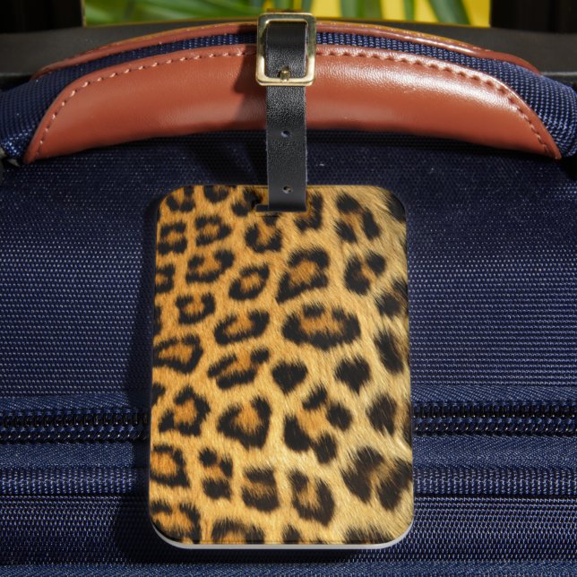 Etiqueta De Bagagem Padrão de Pele de Leopardo (Frente Insitu 2)