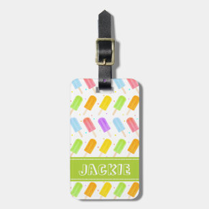 Etiqueta De Bagagem Padrão de picolé de cor d'água ordenada