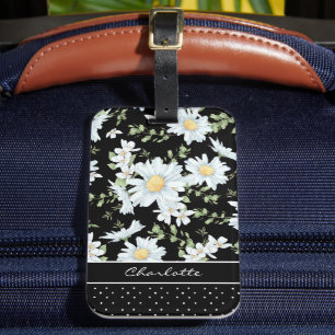 Etiqueta De Bagagem Padrão de Ponto Floral Moderno Girly Chic Persona