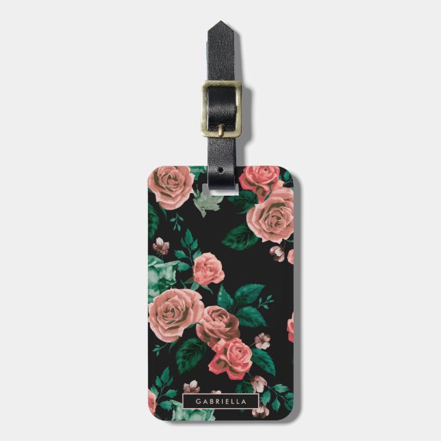 Etiqueta De Bagagem Padrão de rosas (Frente Vertical)