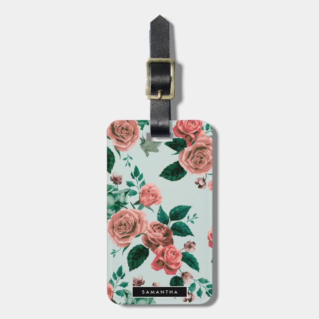Etiqueta De Bagagem Padrão de rosas (Frente Vertical)