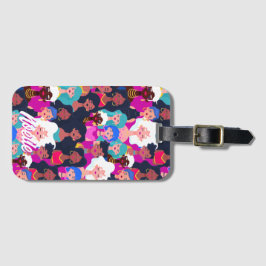 Etiqueta De Bagagem Padrão de Rostos Múltiplos Culturais das Mulheres,