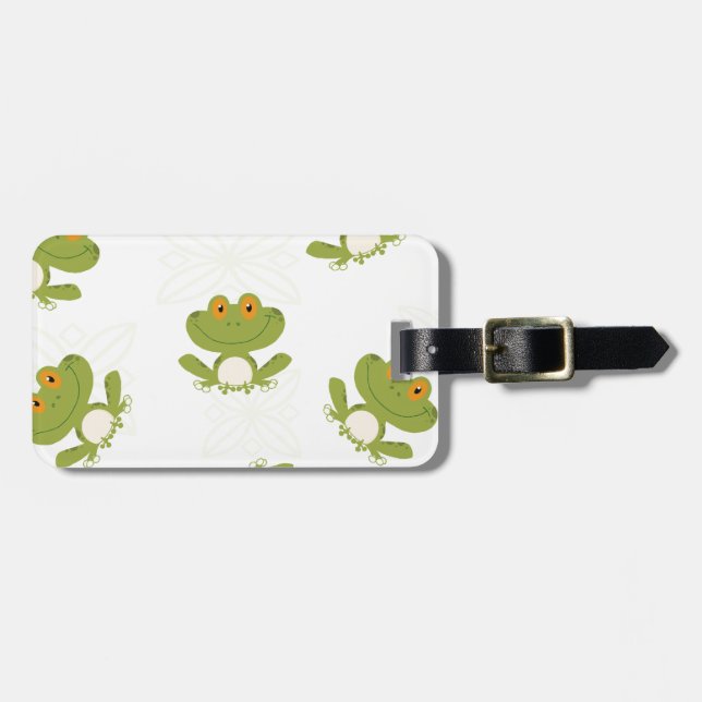 Etiqueta De Bagagem Padrão de Sapo Verde Bonito (Frente Horizontal)