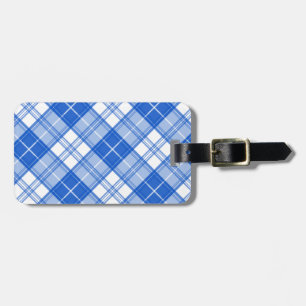 Etiqueta De Bagagem Padrão de Tartan Branco Azul Escuro yxm0uat9 na di