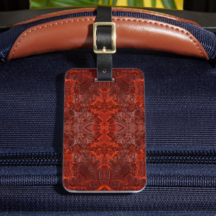 Etiqueta De Bagagem Padrão de Textura de Vintage Mahogany