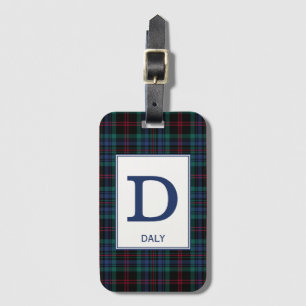 Etiqueta De Bagagem Padrão de Xadrez Azul Daly Tartan