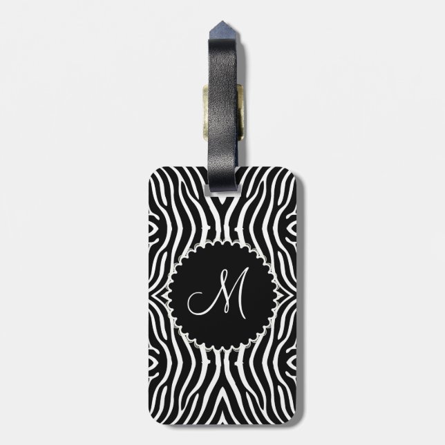 Etiqueta De Bagagem Padrão de zebra preto e branco personalizado (Traseira Vertical)