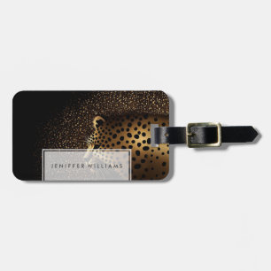 Etiqueta De Bagagem Padrão do Jaguar Dourado