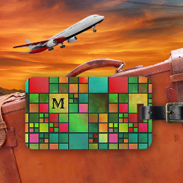 Etiqueta De Bagagem Padrão do mosaico Marca de bagagem Monograma de co