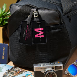 Etiqueta De Bagagem Padrão Elegante de Monograma Moderno Minimalista