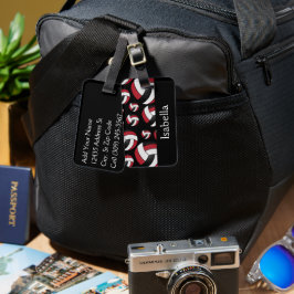 Etiqueta De Bagagem Padrão Escuro do Esporte de Voleibol Vermelho