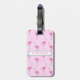 Etiqueta De Bagagem Padrão Fabuloso de Flamingo Flamingo Watercolor