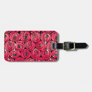 Etiqueta De Bagagem Padrão Floral Art Nouveau Rosa Rennie Mackintosh