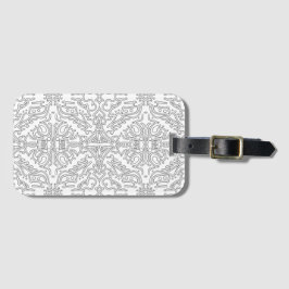 Etiqueta De Bagagem Padrão Floral Cinza Minimalista