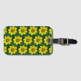 Etiqueta De Bagagem Padrão Floral de Coreopsis Amarela e Bronze