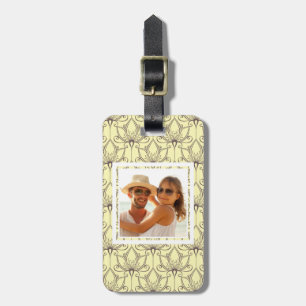 Etiqueta De Bagagem Padrão Floral de Creme de Fotografia Personalizad