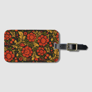 Etiqueta De Bagagem Padrão floral decorativo nacional eslavo