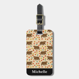 Etiqueta De Bagagem Padrão Floral do Urso Personalizado